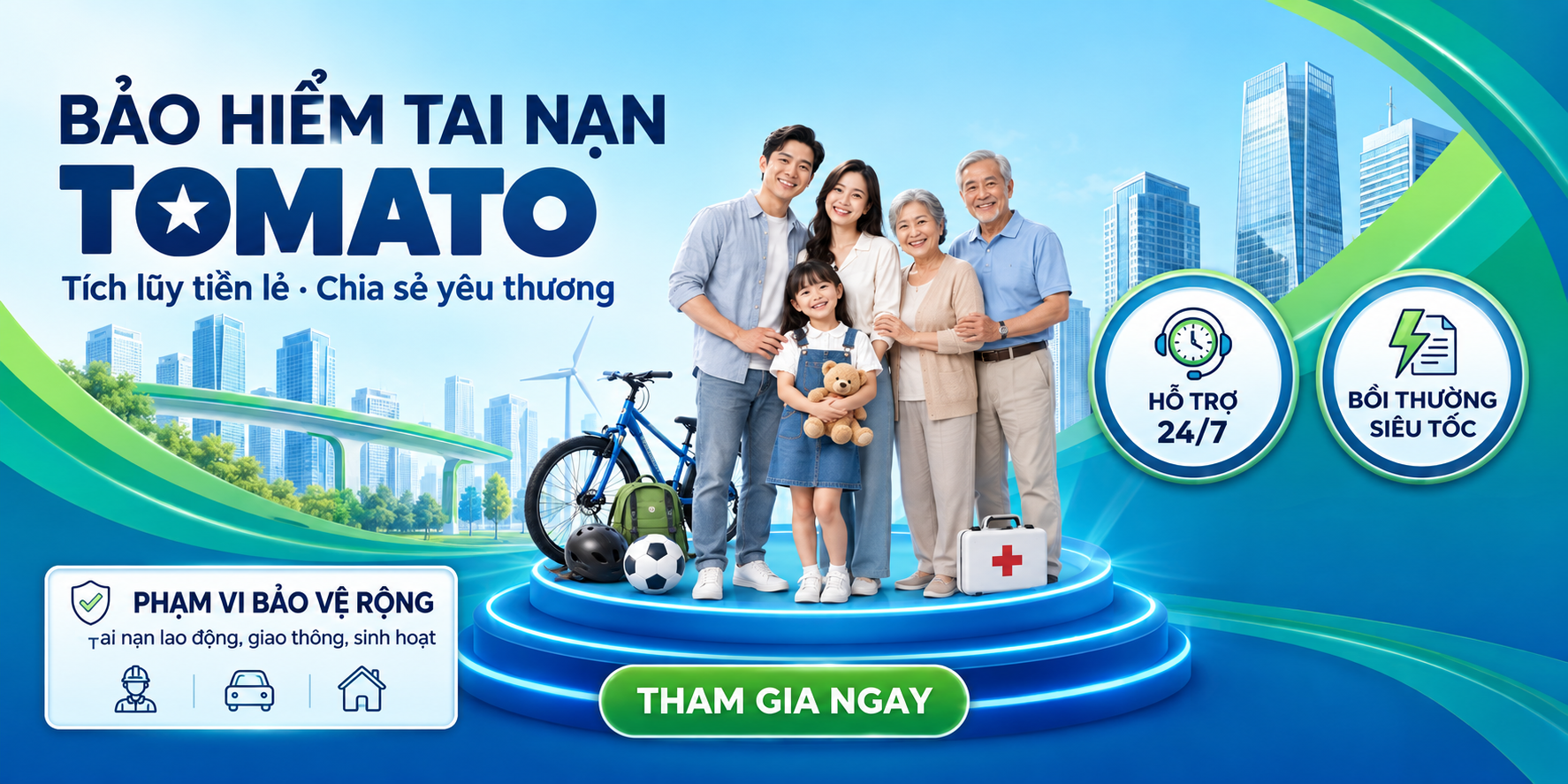 Bảo hiểm Tai nạn Tomato – Tích lũy tiền lẻ, chia sẻ yêu thương